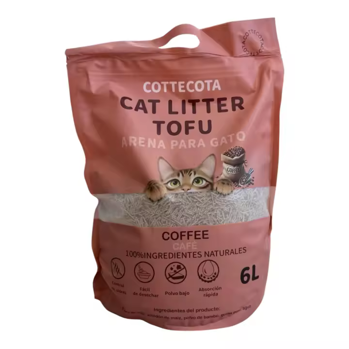 COTTECOTA - Arena Suave de Tofu para Gatos con Frescor de café 6L, Arena para mascota vegetal absorvente, Arena de tofu para gatos antiolor y absorvente - 1