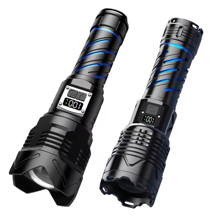 Linterna telescópica especial para exteriores, recargable, con luz potente y pantalla digital mejorada, súper brillante, doble apertura. - 1