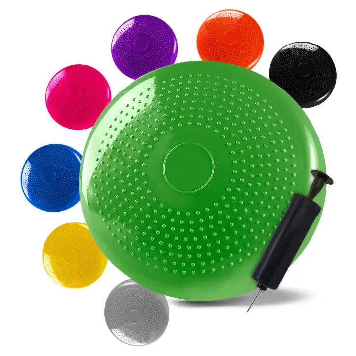 Ociodual Cojín Hinchable Verde Disco con Bomba Goma PVC para Fitness Yoga Pilates Coordinación Rehabilitación Equilibrio - 1