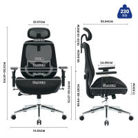 Silla de Oficina ergonómica con reposabrazos ajustables en 4D para personas Altas, Silla Alta de rejilla, soporte lumbar, reposacabezas para oficina en casa, función de inclinación de 120 - details 8
