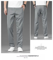 Pantalones Casuales De Verano Para Hombre Estilo Coreano Color Sólido Elásticos Y Cómodos Pantalones Negocios Rectos Y Sueltos Talla Media Cierre De Cremallera - details 9