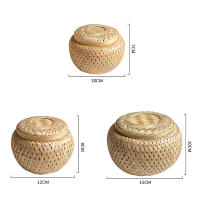 Cesta De Almacenamiento De Bambú Con Tapa Doble Hecha a Mano Para Té Frutas Aperitivos Caja De Almacenamiento Para Mesa - details 3