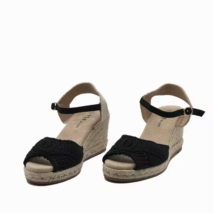 JZ Hermanos Sandalias esparto de cuña con hebilla ajustable - 1