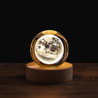 Luz Nocturna De Cristal 3D 6cm Con Astronauta Y Sistema Solar Saturno Vía Láctea Luz De Planetas Grabado Por Láser Regalo Para Niños - details 8