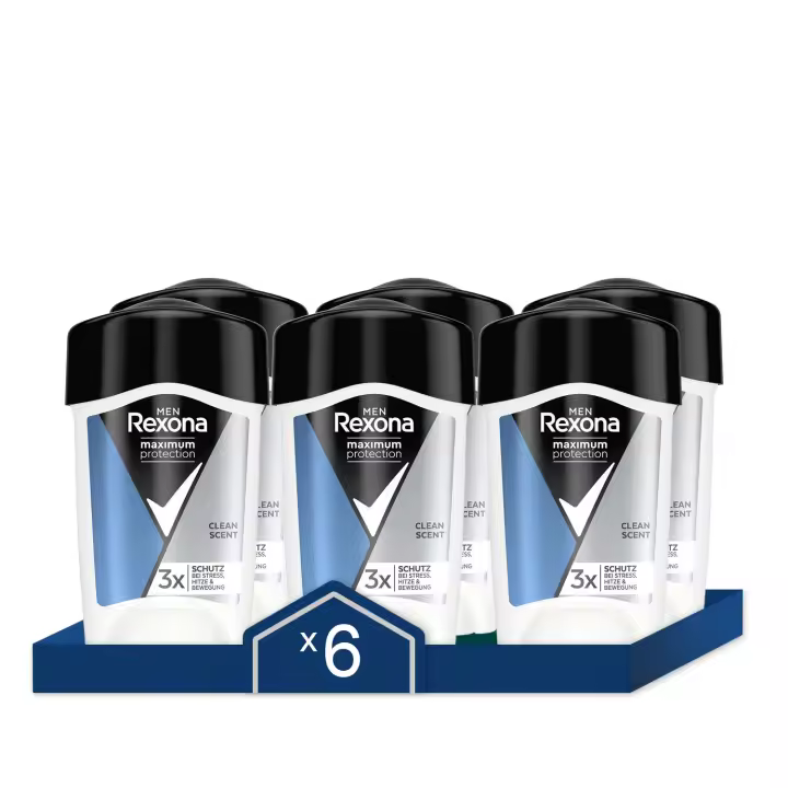 Rexona Desodorante en Barra Clean Scent Antitranspirante Maximum Protection Para Hombre 45ml - Pack de 6 - 1