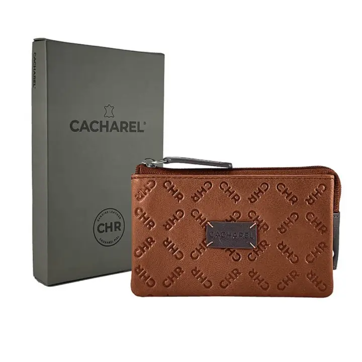 TEOVEL Cacharel Monedero Triple Compartimento Piel Grabada Mujer - Elegante Diseño Grabado - 1