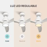 -Ventilador de techo Brizy Bright | 30 W | 6 velocidades | Ultra Silencioso | 3 Aspas 132 diámetro | Función Verano-Invierno | Temporizador | LED | Blanco - details 2