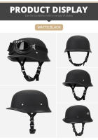 Casco De Motocicleta Estilo Alemán Cuero Pilot Retro Abierta Cara Mitad Para Cruce Chopper Biker Certificación DOT Unisex Tallas S-XXL - details 5