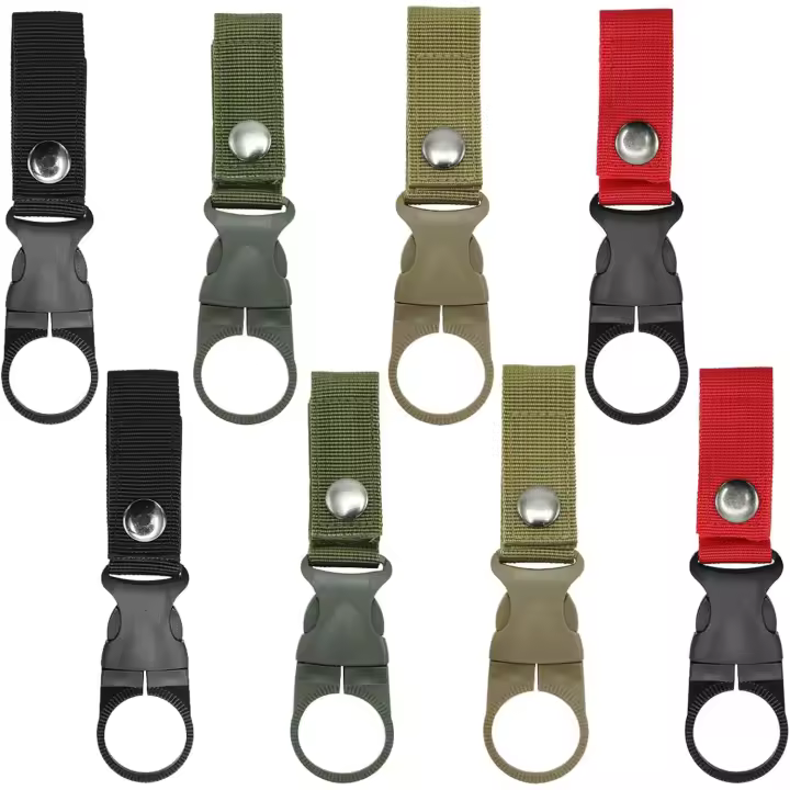 8 piezas de botella de agua hebilla clip mosquetón, portátil colgante botella de agua mineral clip para al aire libre Camping/Senderismo/Viaje - 1