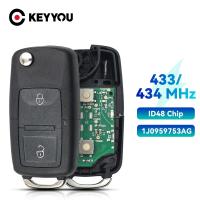 KEYYOU 2PCS Llave Fob De Repuesto Con 2 Botones 434MHz ID48 Chip Para VW Beetle Bora Golf Passat Polo Transporter T5 - details 0