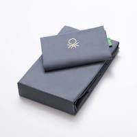 Set 3pc cama (Funda nórdica 260x240cm + 2 Fundas de almohada 63x63cm) en azul oscuro y beige 70% Algodón+ 30% Poliéster - details 6