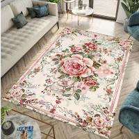 Alfombra De Piso Lavable Máquina Con Estampado Floral Vintage Lujo Antideslizante Para Sala De Estar Dormitorio Oficina Decoración Alfombra Moderna De Poliéster 100% - details 6
