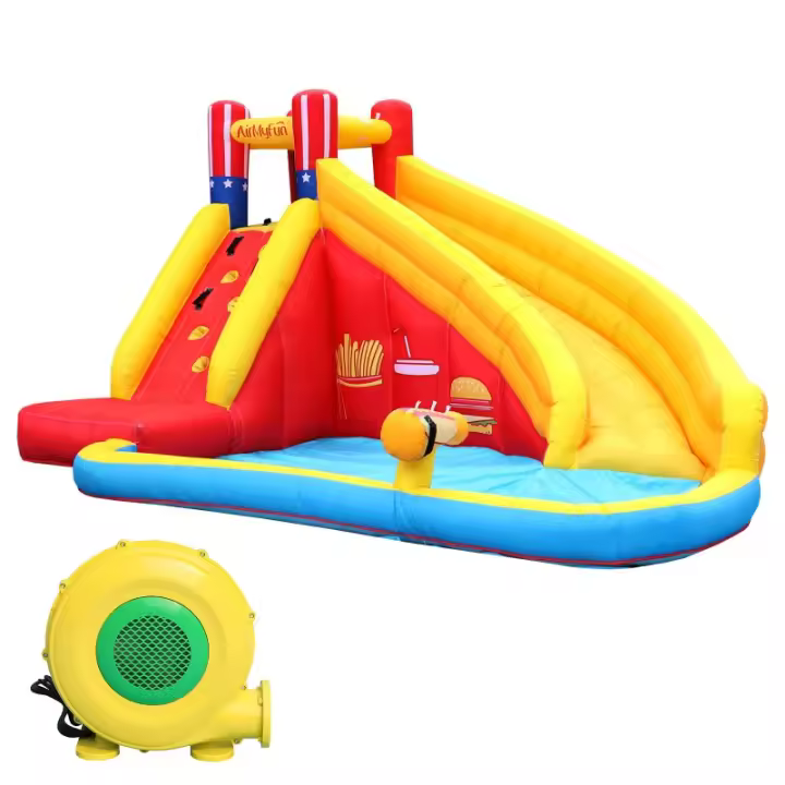 Castillo inflable acuático Water Puller, parque de juego con tobogán  hinchable para niños, con zona de escalada, piscina y  cañón de agua, ideal para jardines y patios - 1