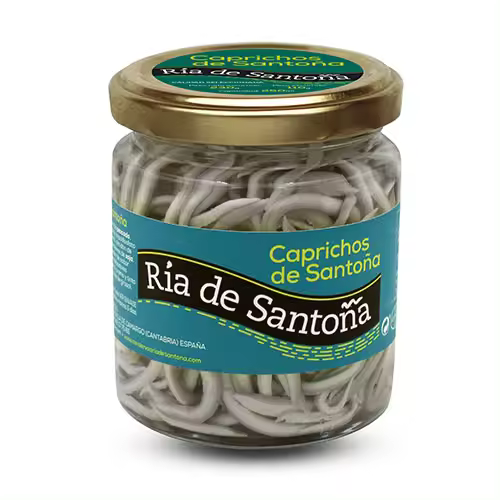 (PACK 6) Caprichos de Santoña, 230g Suc. de angula : Delicioso surimi de pescado en aceite de girasol con cayena, ideal para tus aperitivos gourmet y platos especiales (peso escurrido 110g) - 1