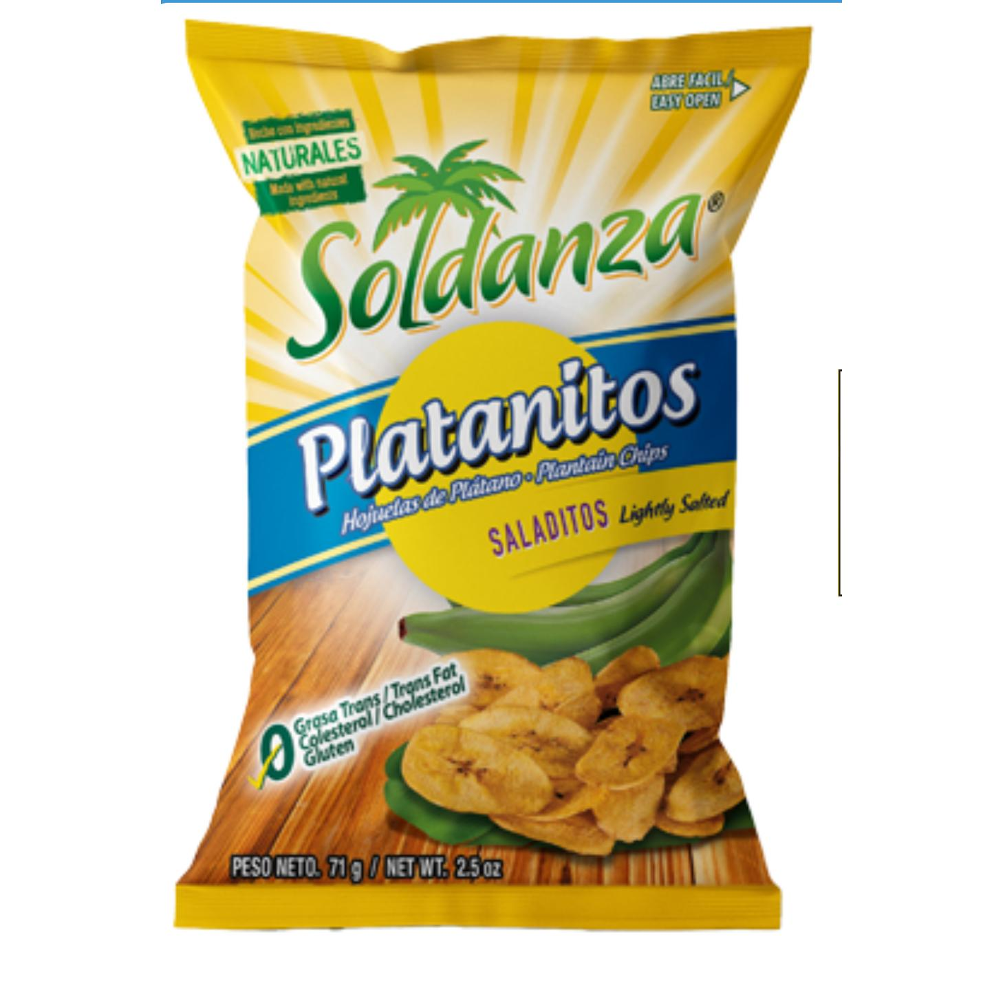 Soldanza - Pack  6 unidades Chips naturales - Plátanos maduros, Platanitos maduros picantes, Platanitos lima/limón, Plátanos verdes, Yuquitas / Yuca, Plátanos Tostones Patacones - Brindando el mejor de los sabores naturales