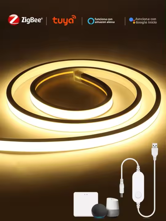 Tira De Luz LED COB ZigBee Wifi Dimmable Con Controlador De Brillo USB 5V Para Decoración De Habitaciones Y Cocinas Compatible Con Tuya Alexa - 1