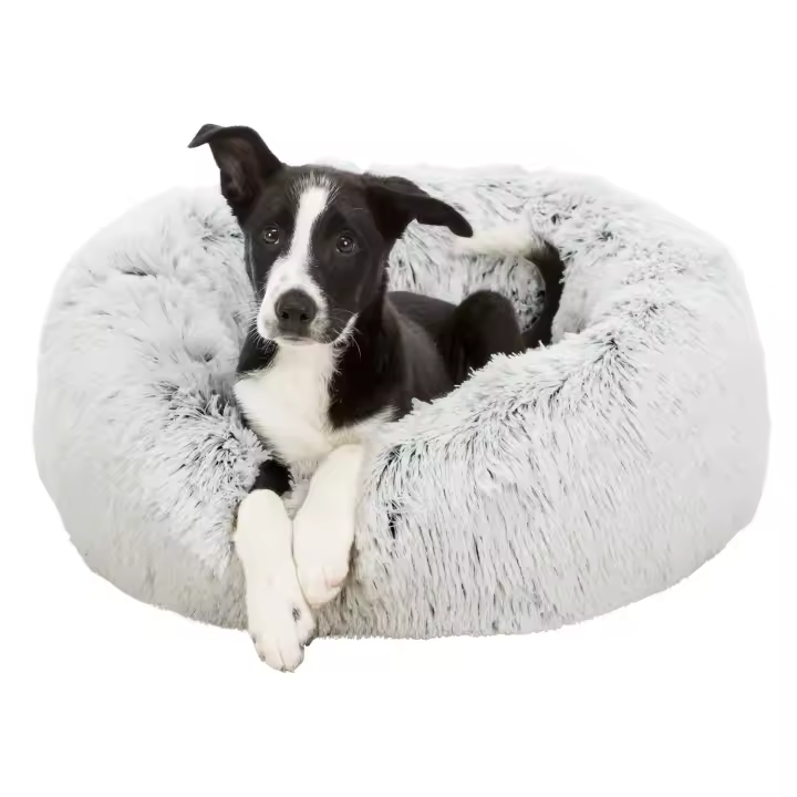 Cama para Perros Trixie Harvey Blanco Suave y Cómoda con Felpa de Pelo Largo y Relleno de Fibra de Poliéster - 1
