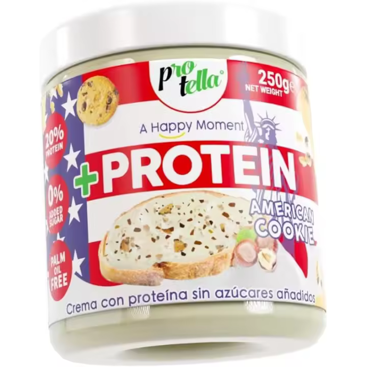 PROTELLA CREMA PROTEICA SIN AZUCARES AÑADIDOS SABOR AMERICAN COOKIE 250 GR - 1