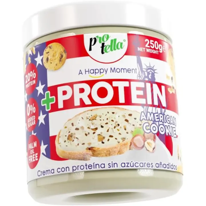 PROTELLA CREMA PROTEICA SIN AZUCARES AÑADIDOS SABOR AMERICAN COOKIE 250 GR - 1