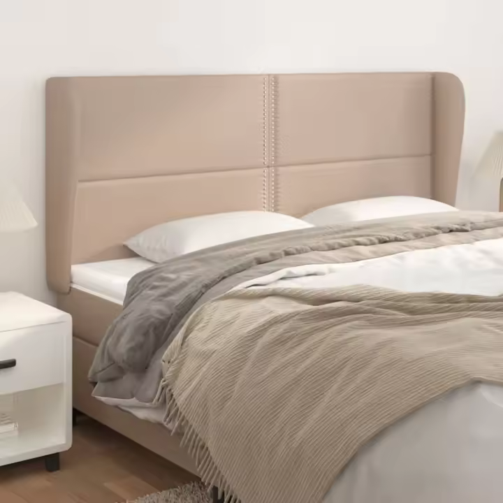vidaXL Cabecero con orejas cuero sintético capuchino 183x23x118/128 cm - 1