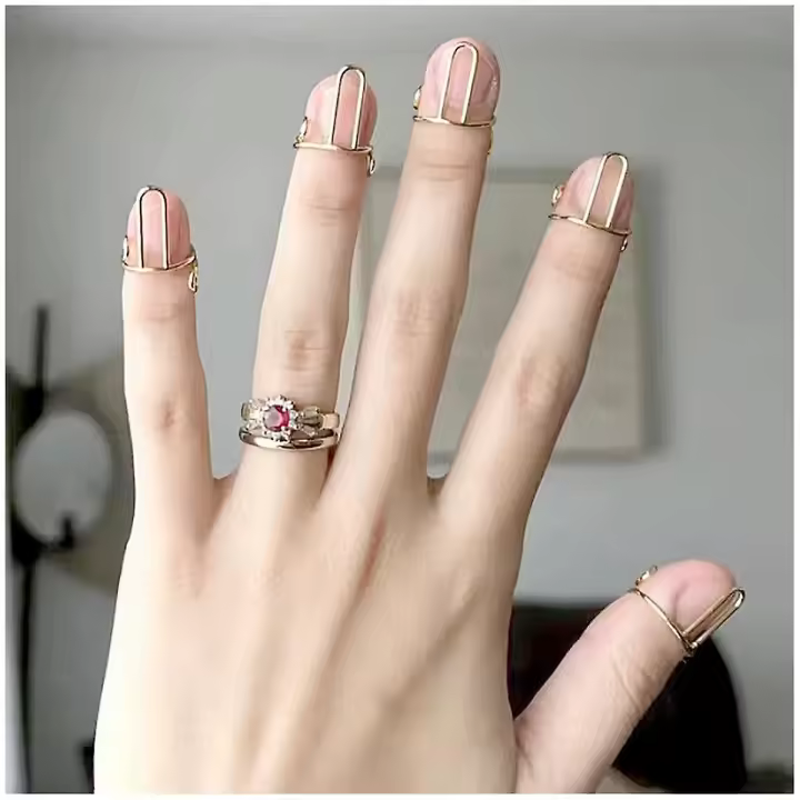 10 Pieces Sets Thin Nail Rings for Ladys Daily Fingertip Protective Cover Ring Jewelry Gift to Girlfriend - 1