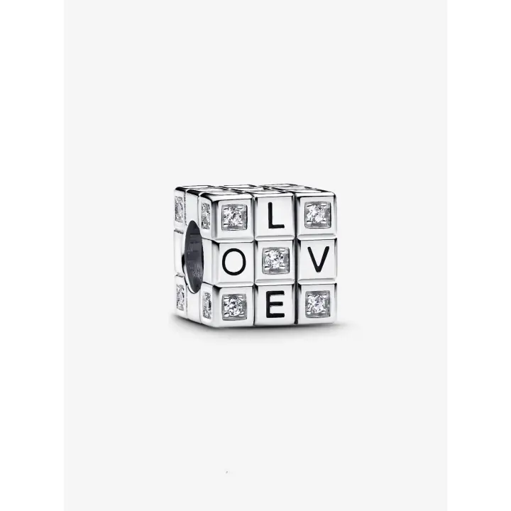 Pandora - Charm de Cubo de jugo móvil-Plata de Lei - 1