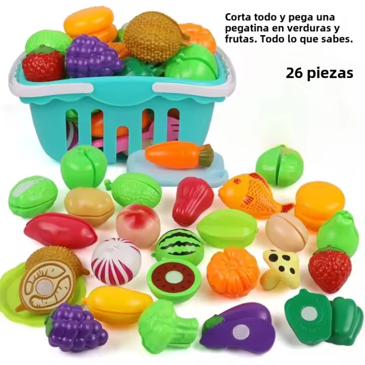 Juego De Cocina Para Niños 26 Piezas Simulación De Frutas Y Verduras Falsas Con Cesta Juguete Educativo De Plástico ABS Para Niños De 0 a 12 Años - 1
