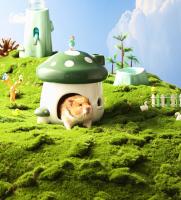 Tazón De Alimentos Para Hamster De Cerámica Con Estilo De Bosque De Hongos Fantasía Casa De Cerámica Para Mascotas Suministros De Paisajismo Para Oso Dorado Evacuación De Calor En Verano - details 1