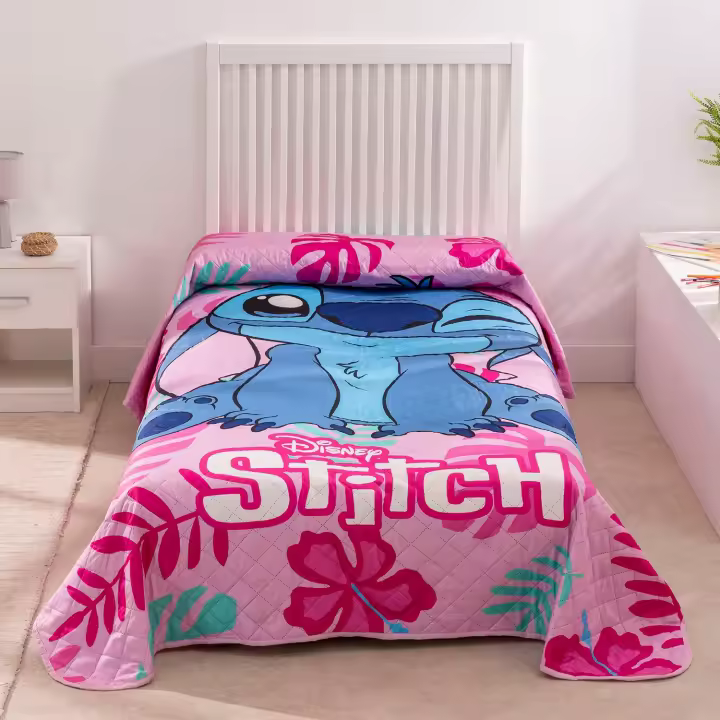 Colcha Bouti Infantil Stitch Rosa - 1