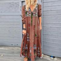Vestido Largo Bohemio Para Mujer 2023 Otoño Playa Ropa Casual Elegante Maxi Vestido Floral Estilo Y2K Vestido De Talla Grande - details 4
