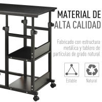 HOMCOM Mesa Auxiliar de Sofá 80x40 cm Mesa Lateral en Forma de C con 4 Ruedas Giratorias Frenos Altura Ajustable 3 Niveles de 72-82 cm Marco de Metal para Salón Cocina - details 6