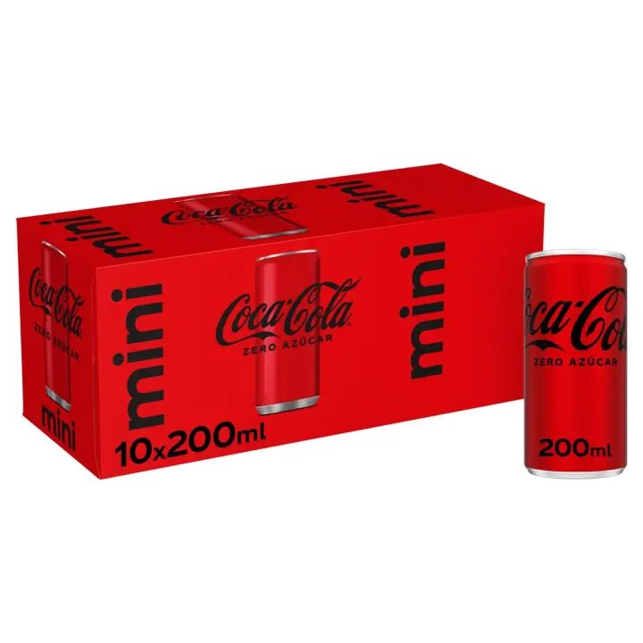 Coca-Cola Sabor Original-sabor zero  Refresco de cola - Pack 10 *2Mini Latas, 200 ml total 20lata - 1