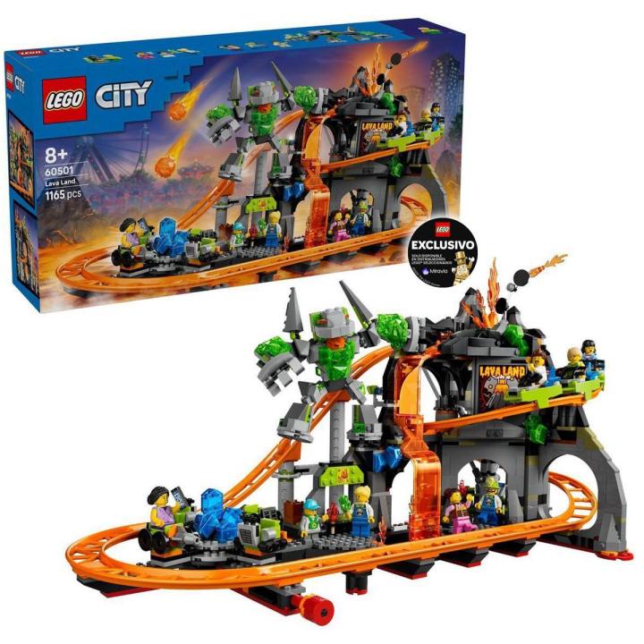 LEGO City Montaña Rusa Parque Lava Land 60501 con Vagonetas y Figura Monstruo