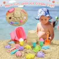 Juego De Juguetes De Playa Para Niños Y Niñas 20 Piezas Cesta De Malla Con Bote Y Cuchara De Arena Molde De Hielo Set De Juguetes De Arena Collapsible Para Viajes - details 5