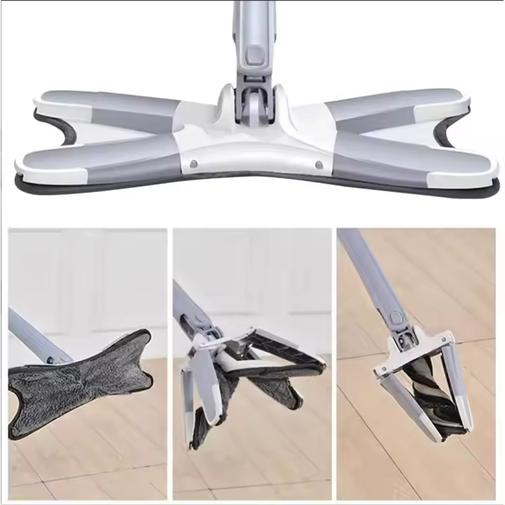 Fregona Plana con Escurridor Integrado | Microfibra Tipo X | Ajustable 360° | Húmeda y Seca - 1