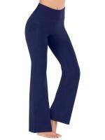 MOV Pantalones De Yoga Para Mujer Con Bolsillos Cintura Alta Flared Leg Tummy Tuck FitneCasualandex Polyester Ponte-de-Roma - details 2