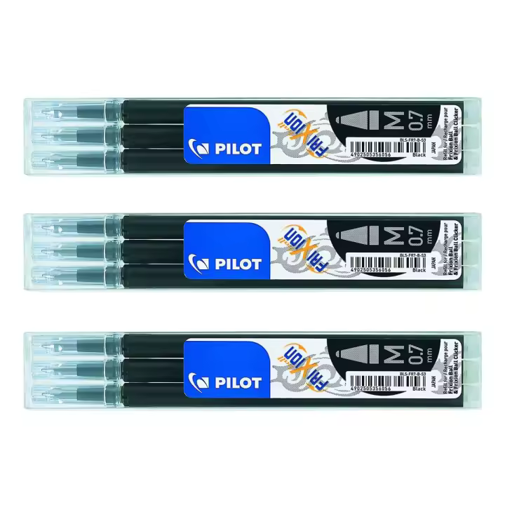 Pilot Pack 9 Recambios para Bolígrafo Frixion Ball/Clicker Tinta Borrable Negro - 1