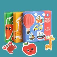Juego De Rompecabezas De Madera Montessori Para Niños Cognición Temprana Educativo Juguete De Aprendizaje Temprano Animal Fruta Tráfico Regalos - details 2
