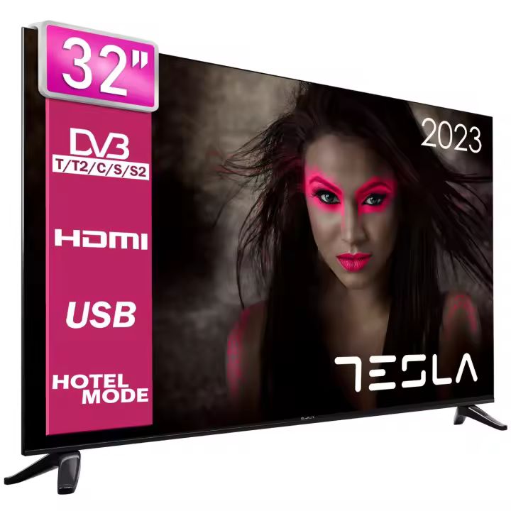 Tesla - Televisor de 32" (81cm), Televisión Resolución HD, No Smart OS, WiFi, 2 Altavoces de 10W, Dolby Virtual Surround, VESA 200x100, Conectividad x2 HDMI, x1 USB, 1.366x768 (32M325BH) - 2025 - 1