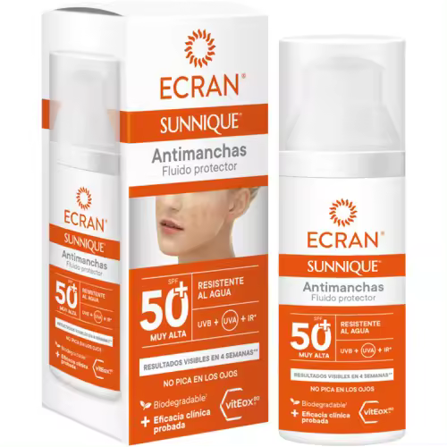 ECRAN Sunnique fluido protector antimanchas vitEox 80 SPF-50+ dosificador 50 ml resistente al agua - 1