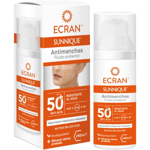 ECRAN Sunnique fluido protector antimanchas vitEox 80 SPF-50+ dosificador 50 ml resistente al agua - 1