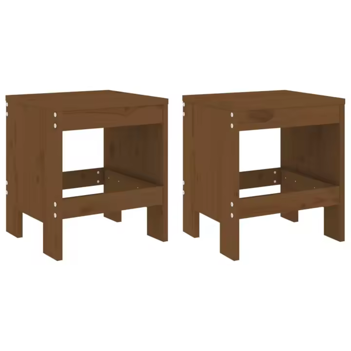 Taburetes de Jardín 2 UDS Madera Pino Marron Miel 40x36x45 cm - 1