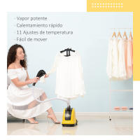 HOMCOM Plancha de Vapor con Depósito de 1,4 L y Temperatura Ajustable a 11 Niveles tipo Centro de Planchado Vertical 1800W 26x21,5x146 cm Amarillo - details 2
