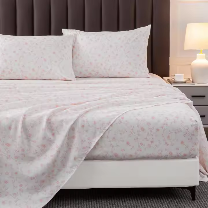 Sábanas con estampado floral Rosa tamaño Queen, sábanas de Bolso Profundo, sábanas con Patrón de 1800 Hilos, sábanas suaves, transpirables, y Estética Lindas, sábanas Shabby Chic, con certificación Oeko-Tex, hasta 18 pulgadas - 1