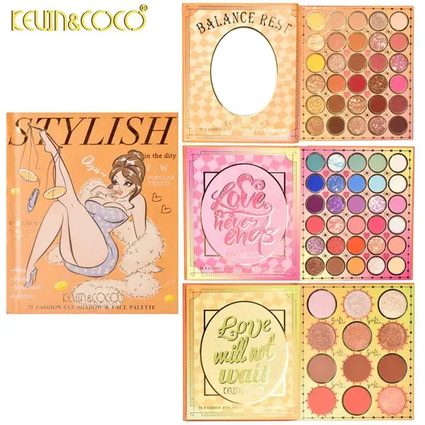 Libro de paletas de maquillaje KEVIN & COCO Vintage Girl de 72 colores - 1
