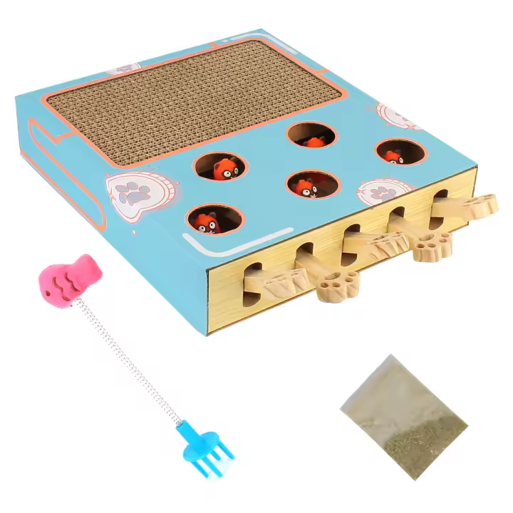Juguete Interactivo Para Gatos Caixa Juego De Laberinto Educativo Con Ratoncillos Divertido Y Desafiante Con Rascador 3 En 1 - 1
