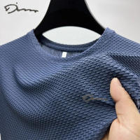 Camiseta De Hombre De Seda De Hielo Transpirable Con Cuello Redondo Manga Corta Suave Y Ligera Para Verano Estilo Casual - details 10