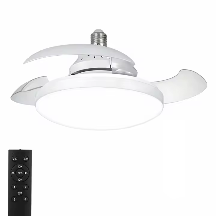 Lámpara Ventilador Karawan de Techo LED Blanco 40cm con Mando a Distancia, Aspas Retráctiles, 4 Velocidades, Luz Regulable y Funcionamiento Silencioso - 1