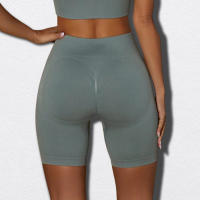 Shorts De Yoga Para Mujer Estilo Fitness Ciclismo Push up Cintura Alta Ribbed Sin Costuras Verano Ejercicio Striped Spandex Nylon - details 7