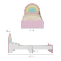 ZONEKIZ Cama para Niños de 3-6 Años 143x74x66 cm Cama Infantil de Madera en Forma de Arcoíris Mueble de Dormitorio Moderno Carga 80 kg Rosa - details 2